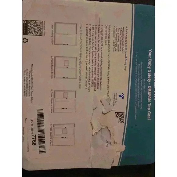 OKEFAN Baby Safety Sliding Glass Door Child Lock‎ White Blue - Picture 6 of 7